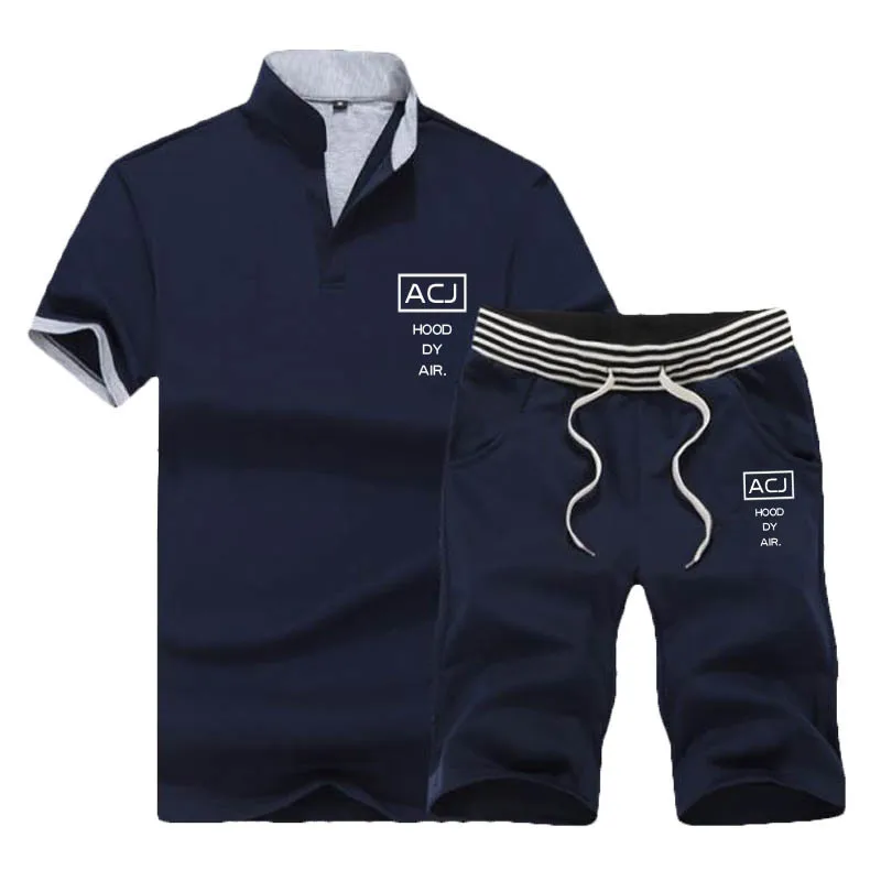 

2020 New Summer Sportsuit Men Suits Summer 2 Pc Printed Letter Short Set Men's Sporting Fashion T-shirt Shorts Tracksuit Clothes