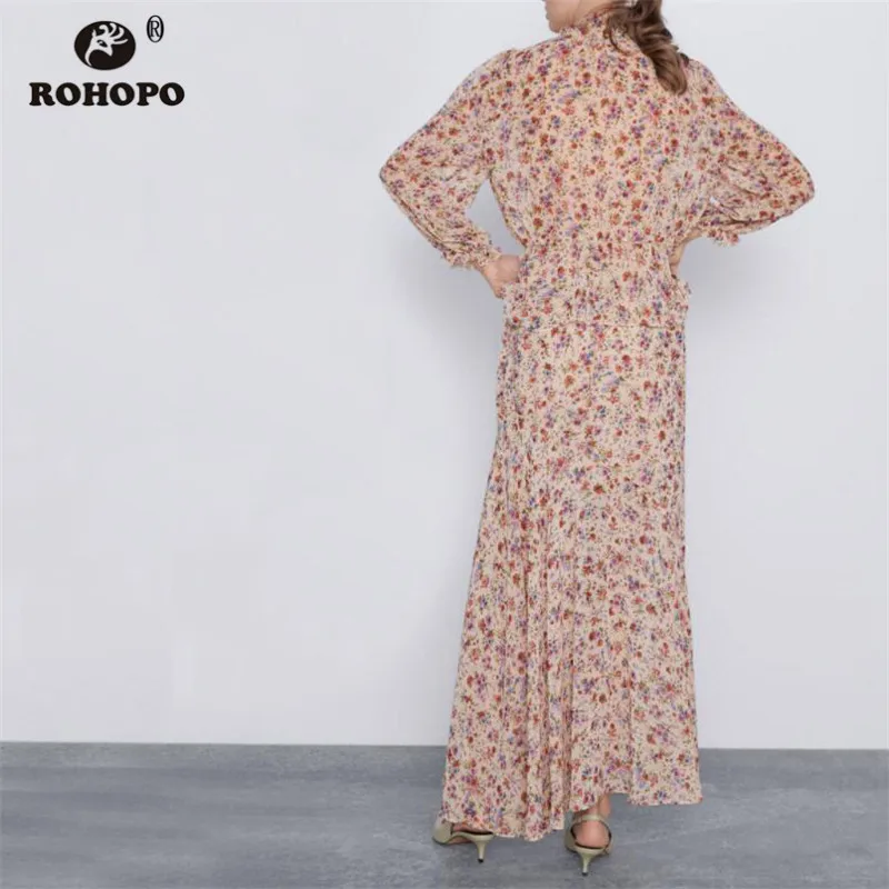 ROHOPO двухслойная женский по щиколотку шифоновая юбка с баской эластичность плиссированные макси розовые расклешенные Falda#2170