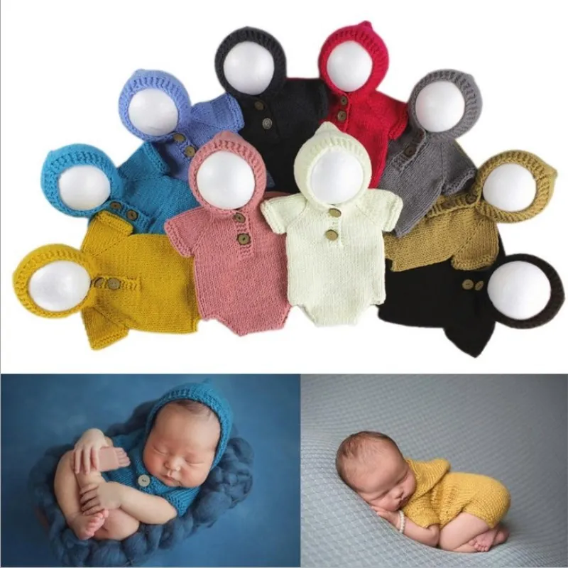 

2017 New Style Photography for Children Clothing BABY'S FIRST Month Baptism Photo Shoot Clothing Infant Handmade Yarn Weaving Cl