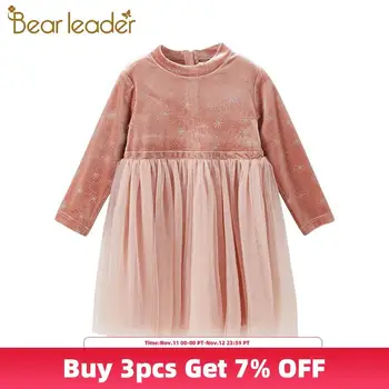 

Bear Leader Teenager Girls 2020 Autumn Cute Princess Dresses New T-Shirt and Mesh Patchwork Dress for Kids Girls 4-13 Years old