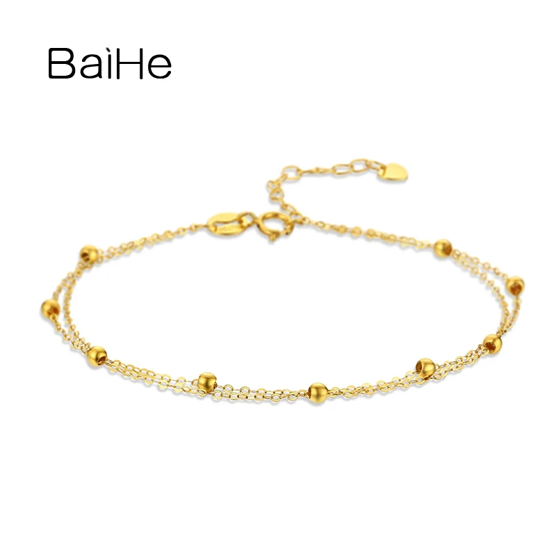 Baihe Real Solid 18K Bianco/Giallo/Oro Rosa Bracciale Con Perline Donna Trendy Gioielleria Raffinata Fare Fidanzamento Matrimonio Brasiliano De Oro