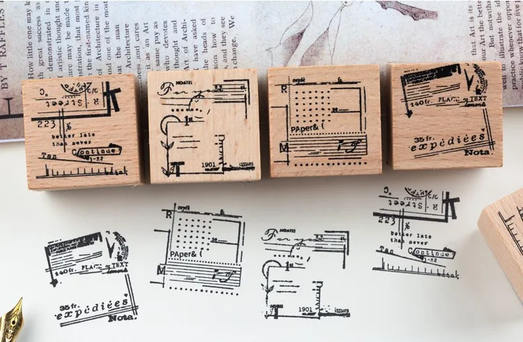 4 шт./упак. винтажные изделия ручной работы деревянные и резиновые штампы для скрапбукинга блокнот для скетчей декоративные канцелярские принадлежности
