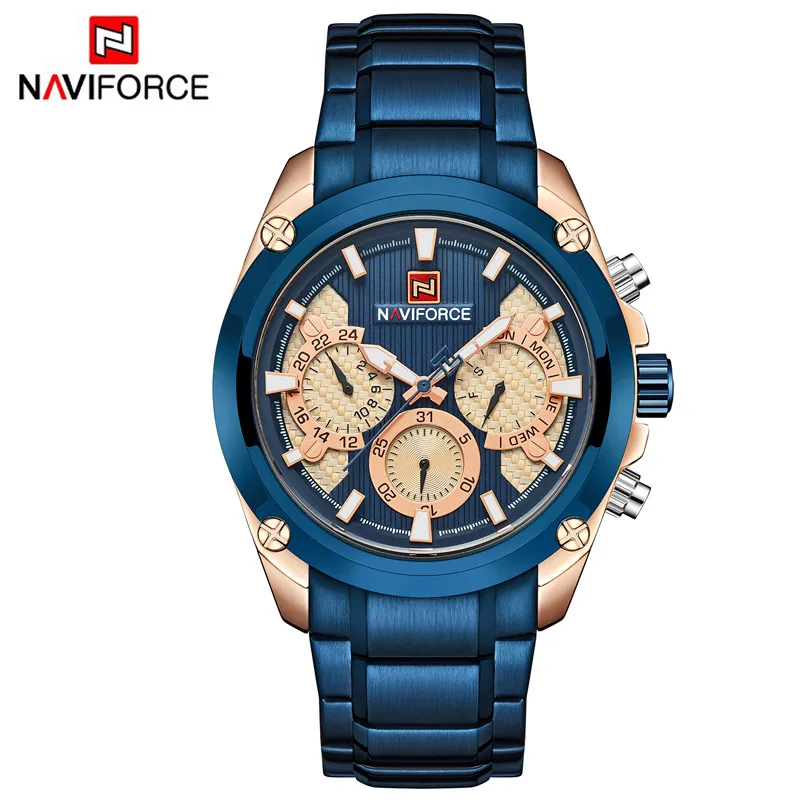 NA911301 without box NAVIFORCE мужские наручные часы модные спортивные мужские часы лучший бренд Роскошные военные армейские бизнес из нержавеющей стали кварцевые мужские часы 9113 - Цвет: NA911301 without box
