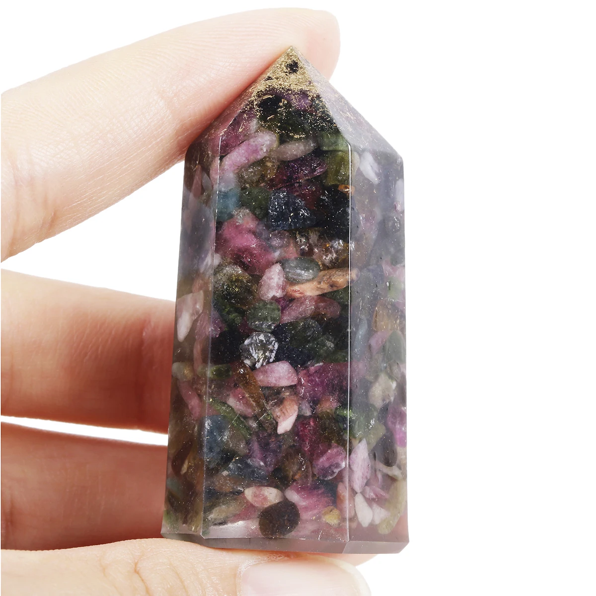 TUMBEELLUWA Polished Tumbled Stone Points 6 Faceted Crystal Point Prism Wand Reiki Healing Orgone Chakra Balancing Meditation