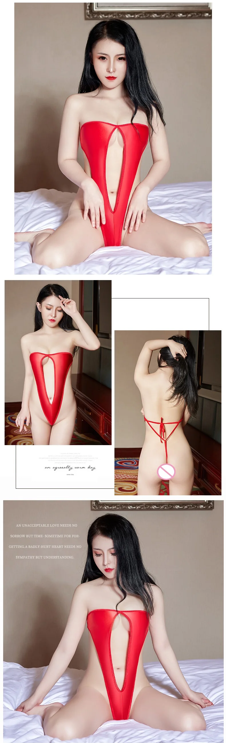 Body Sexy de corte alto sin tirantes para mujer, bañador calado de una pieza con Tanga de una pieza, Monikini, traje de baño elástico de tres puntos, lencería Sexy