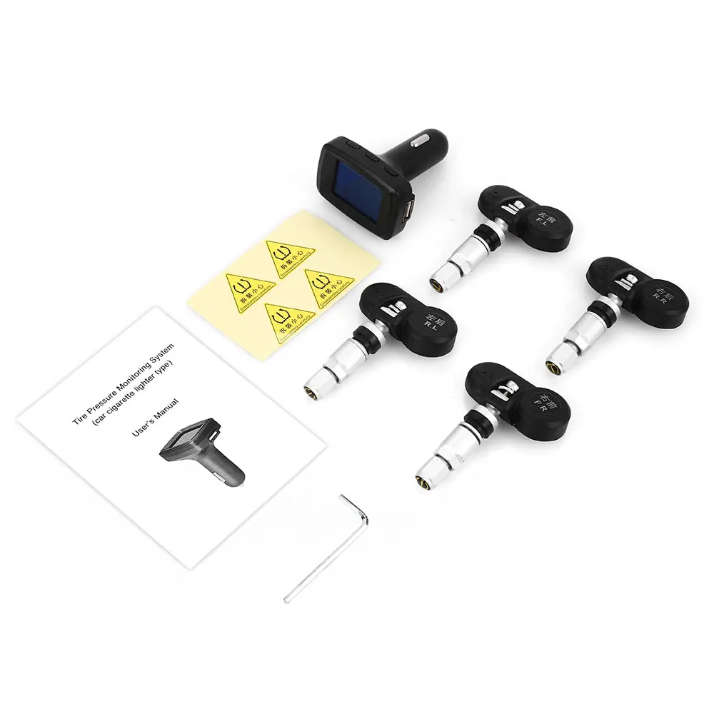 Сигнализация давления в шинах TPMS прикуриватель контроль давления в шинах 4 шт. датчик 5 в автомобильные транспортные средства Взрывозащищенный ЖК-дисплей цветной экран
