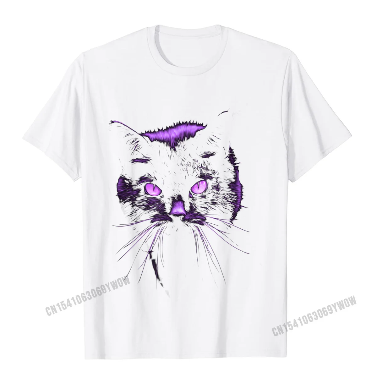 Cool Tops Tees Fashionable Round Collar Simple Style Short Sleeve Cotton Fabric Man T Shirt Fashionable T-Shirt Cool Halloween Shirt Purple Cat Witches Familiar Cats Eye T-Shirt__1081 white