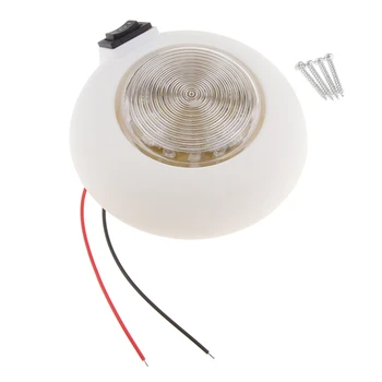 

LED Ceiling Light Round W/ Rocker Toggle Switch For Car RV Boat ATV Home