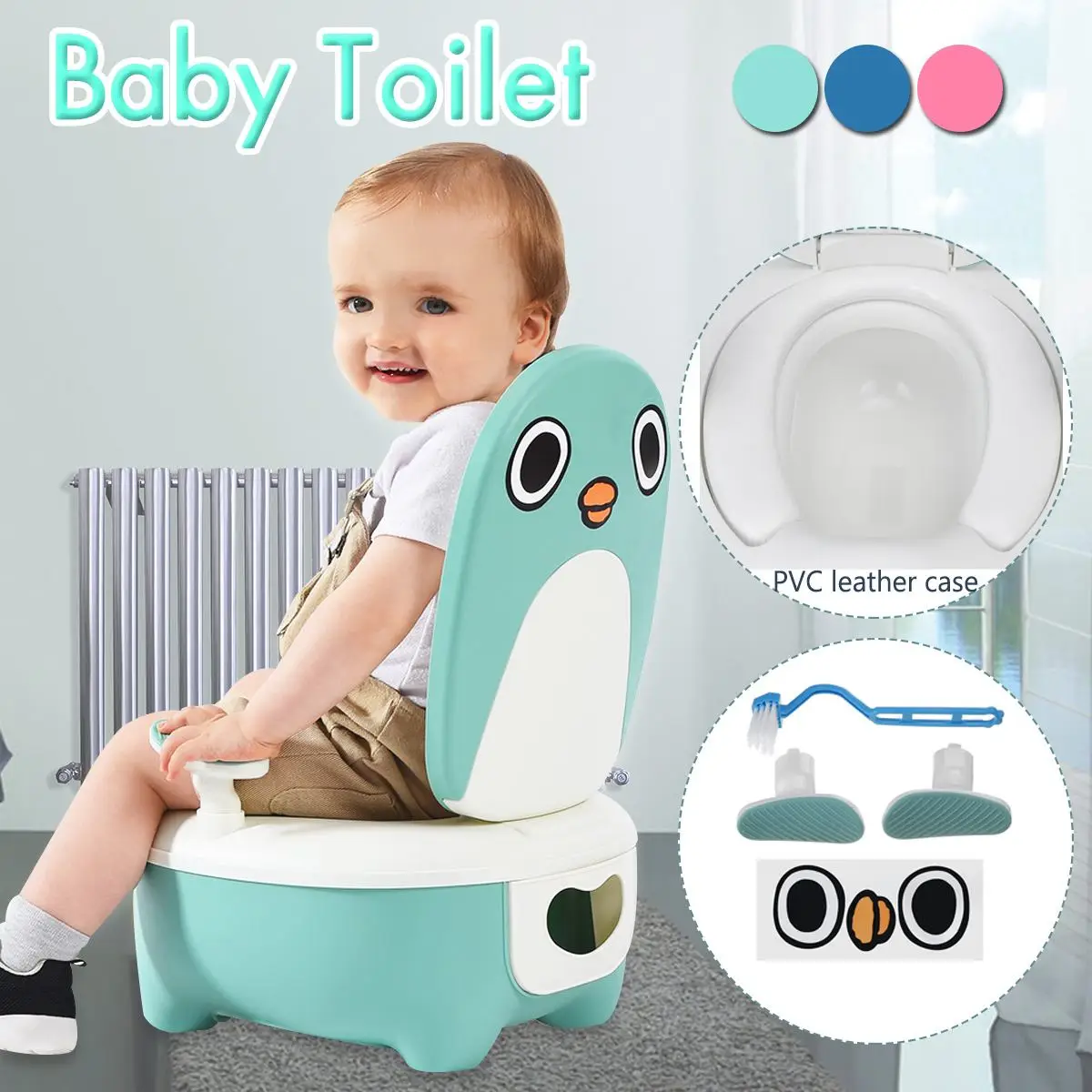 Orinal de pingüino para bebé, orinal de entrenamiento para niños, inodoro para niños, urinario de pared para baño infantil, Pott de viaje para niñas