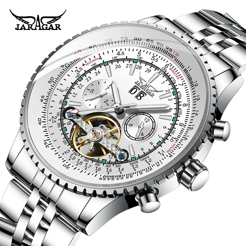 

Mens Watches Fashion Jaragar Men Automatic Mechanical Watches Men Stainless Steel Watches Tourbillon Skeleton Relogio Masculino