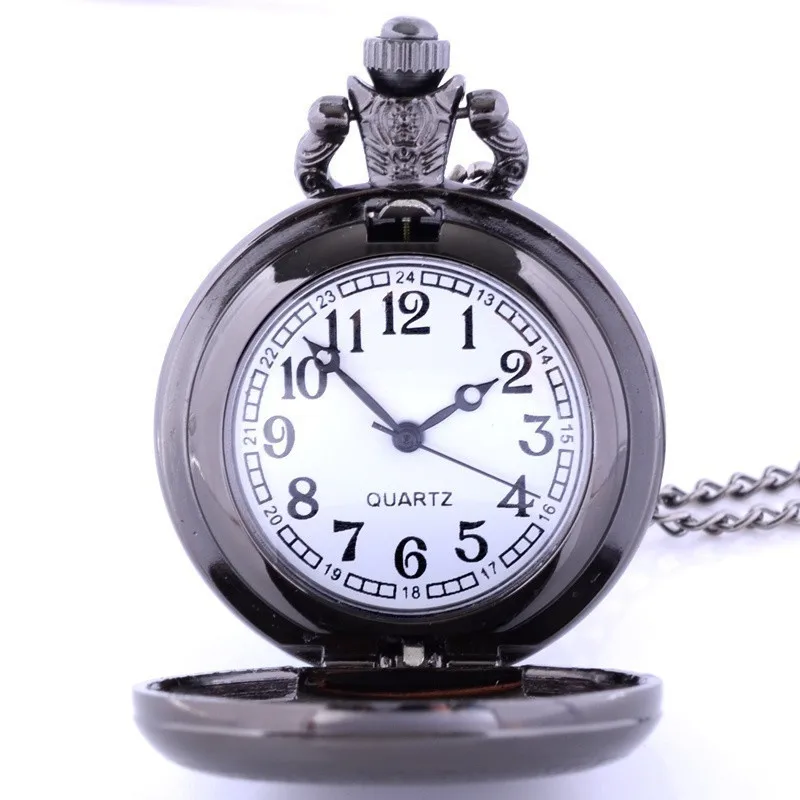 Горячая полностью металлические алхимик карманные часы Винтаж стимпанк ожерелье кулон кварцевые часы Подарки для мужчин женщин детей