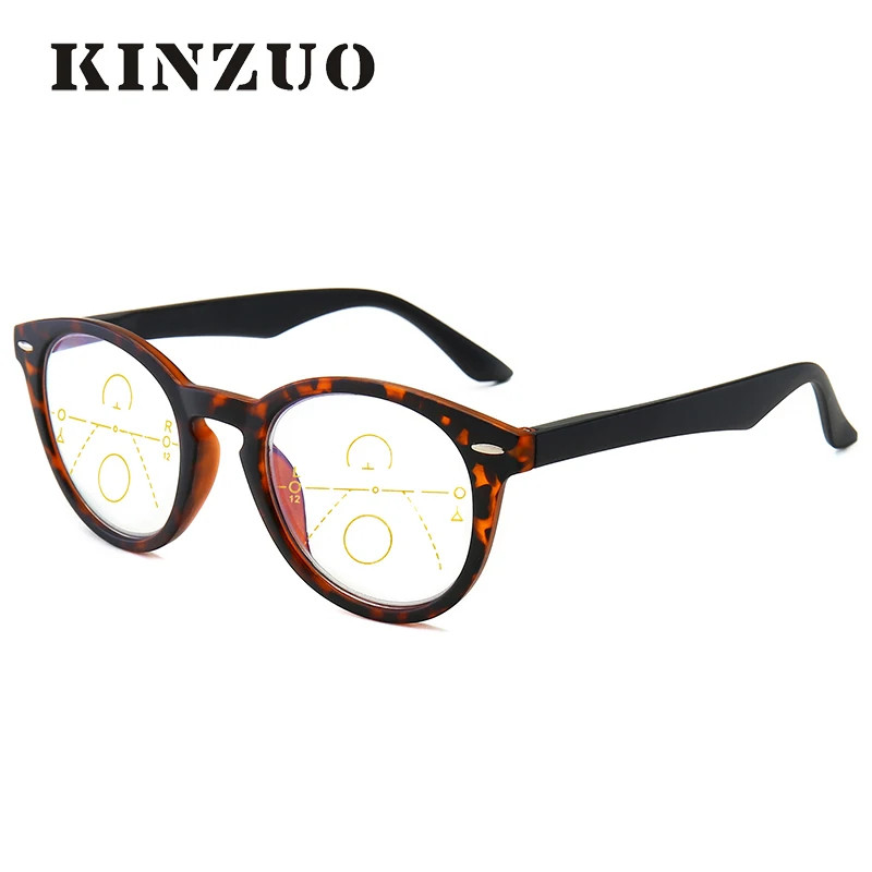 A KINZUO Multi-focus reading glasses Old man glasses special eye protection Diopter+1.0+1.5+2.0+2.5+3.0+3.5+4.0 18157duojiao - Цвет оправы: A