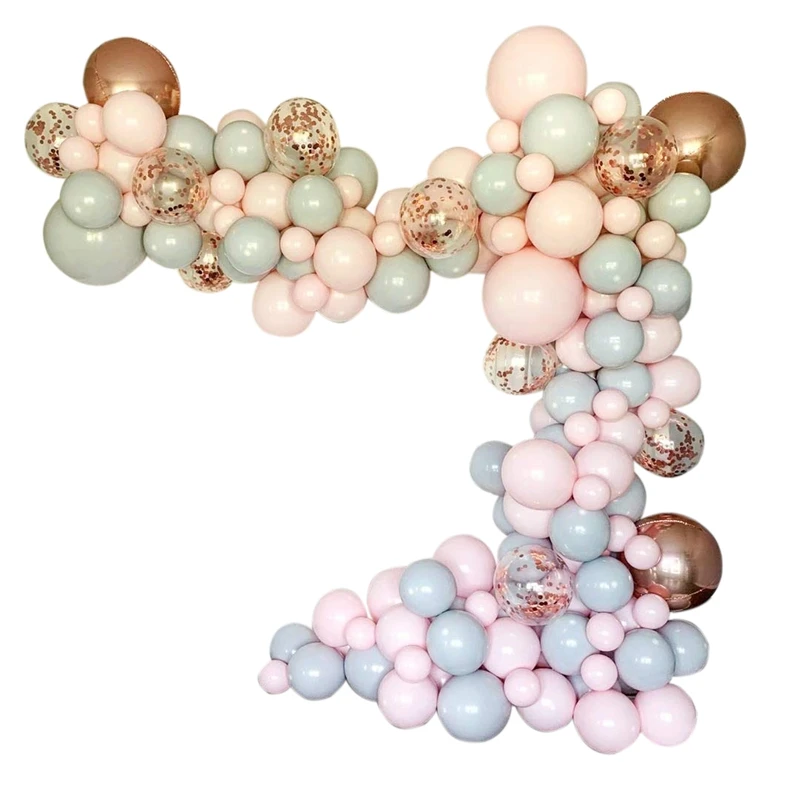 

169Pcs Macaron Balloons Arch Kit Pastel Grey Pink Balloons Garland Rose Gold Confetti Globos Wedding Party Decor Baby Shower Sup