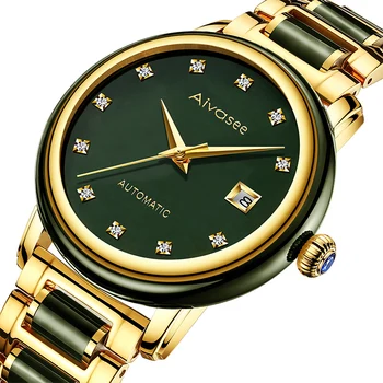 

TOP LUXURY JADE MEN'S WATCH WOMEN CALENDAR CLOCK FASHION RETRO COUPLE JADE FULL AUTOMATIC MECHANICAL WRIST WATCHES WATERPROOF