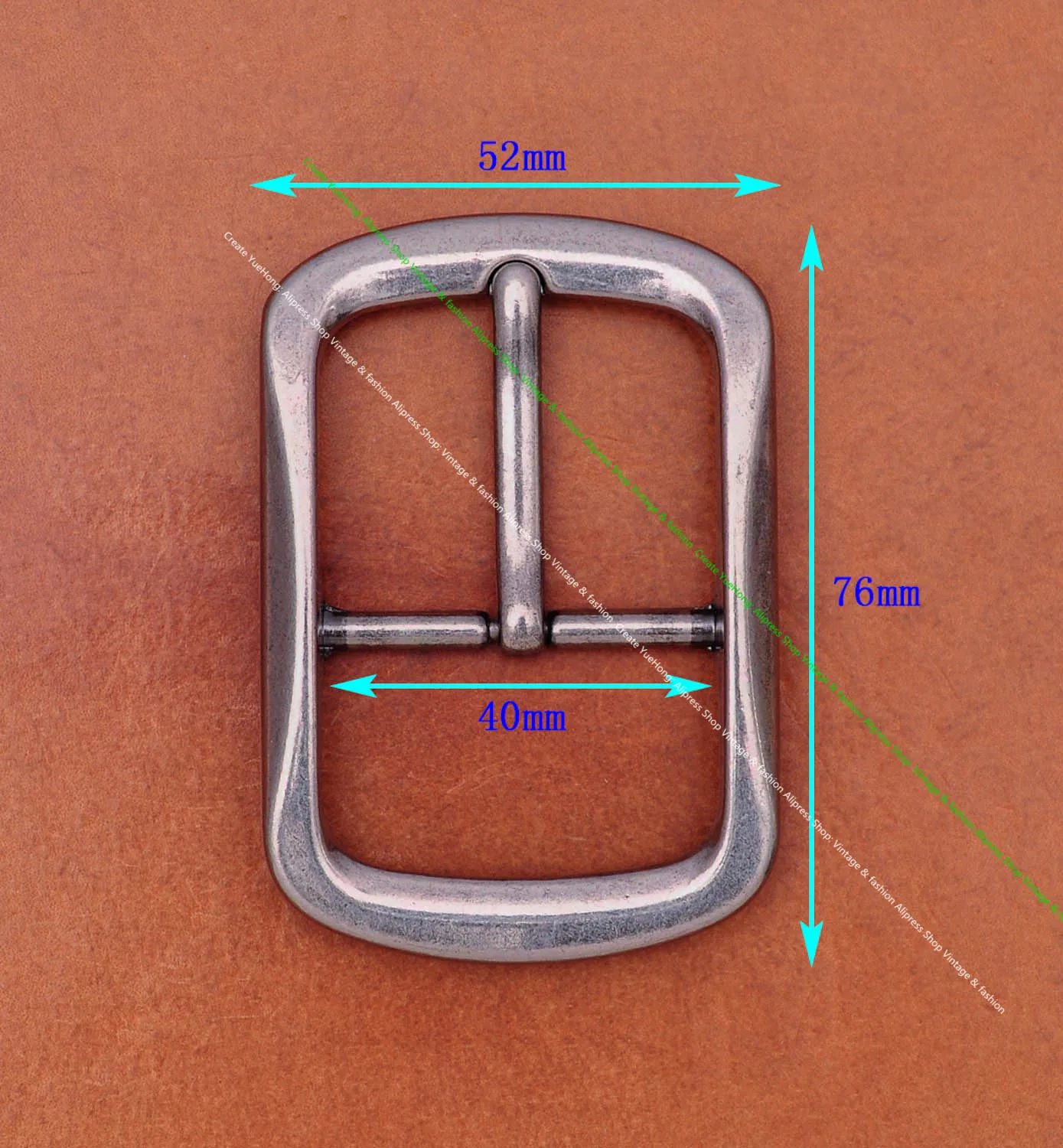 Solid Antique Silver Center Bar Pin Belt Buckle Fits 40mm DIY Leathercraft Belts 