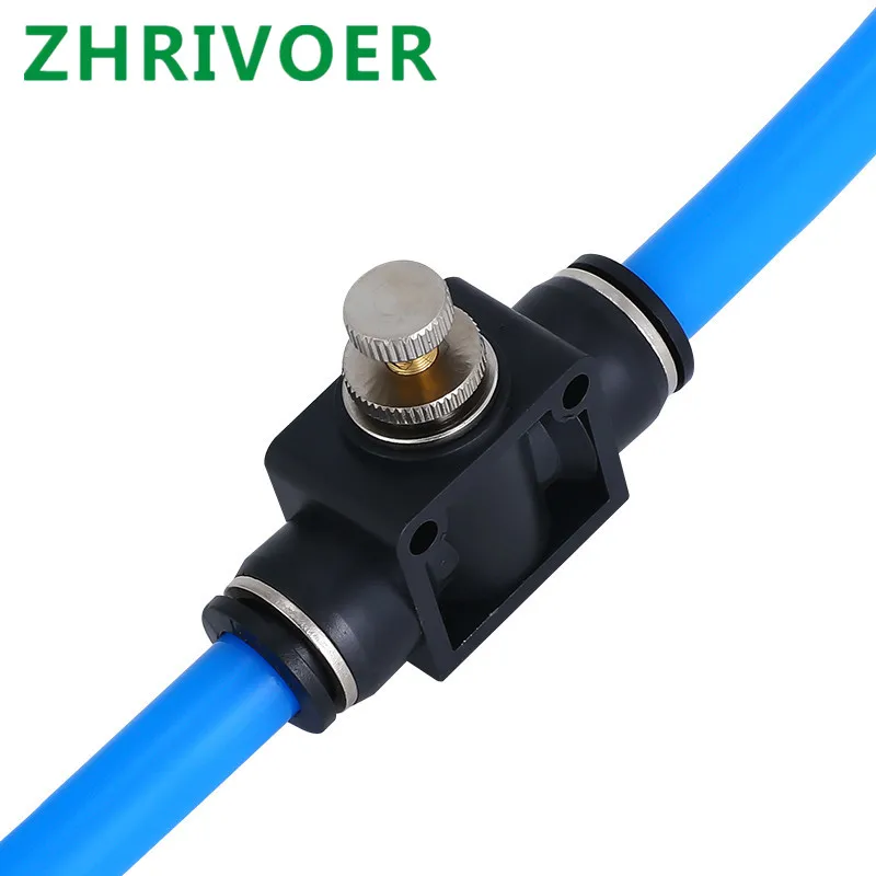 OD Tube Flow control Throttle valve Pneumatic Fittings Pneumatic type speed control connector Black DSA 4 6 8 10 12MM