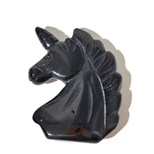 2,5 дюймов Высокое качество натуральный черный обсидиан единорога Форма Камень ручной работы и полированный для подарка и домашнего декора XSY