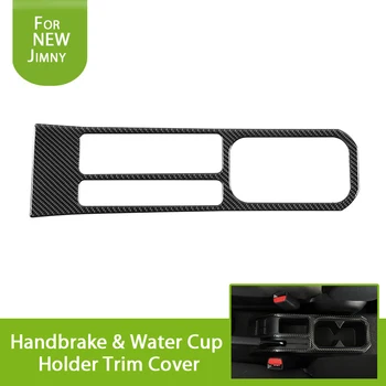 

Real Carbon Fiber Car Inner Console Handbrake & Water Cup Holder Trim Cover Sticker Decor For Suzuki Jimny 2019 2020