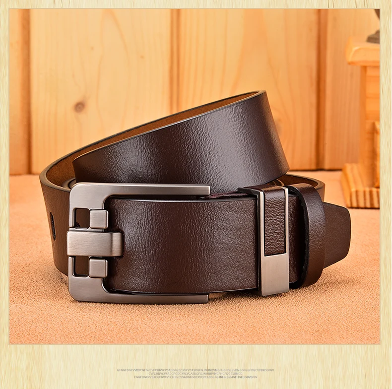 mens brown leather belt [LFMB]Cow Genuine Leather Luxury Strap Male Belts for Men New Large Plus Size100-160cm Vintage Pin Buckle Men Belt High Quality mens braided leather belt