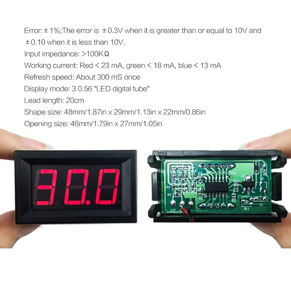 5 шт. 0,56 дюйма 2 провода Мини светодиодный дисплей Цифровой вольтметр DC2.5V-40V панель Измеритель Напряжения Тестер защита обратного соединения