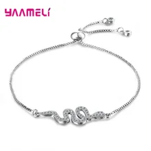 Последний витой Змеиный стиль, 925 пробы, серебряный, женский, для девочек, браслет для семьи, вечерние, 2 цвета, CZ камень, коробка, цепочка, модное ювелирное изделие