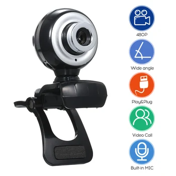 

12MP USB 2.0 Web Cam HD 480P Web Camera with Microphone Clip-on Base 30FPS Driveless Webcam Camera Web for Laptop Computer