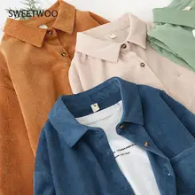 

woman shirts 2022 Spring New Retro Corduroy Shirt Women's Coat Hong Kong Style Ins Loose Corduroy Long Sleeves Outer Match