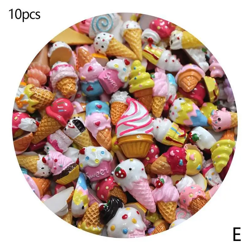 10PCS DIY Slime Charms With Candy Sugar Chocolate Cake Resin
