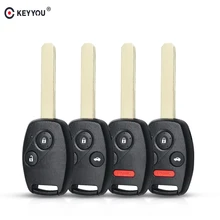 KEYYOU 2/3/3/4 Button Uncut Blade Remote Car Key Shell For Honda Fit Accord Civic CRV Pilot Insight Jazz HRV Fob Case Cover
