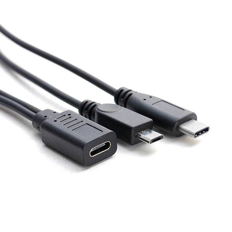 10 шт./лот 30 см USB3.1 Type c Женский к micro male и TYPE C Мужской зарядный разветвитель