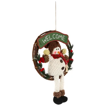 

1pc Christmas Snowman Doll Wreath Festival Hanging Wreath Party Supplies