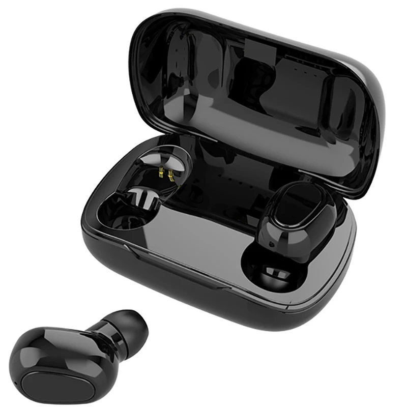 Tkey L21 беспроводные наушники Bluetooth 5,0 наушники мини TWS Спортивная стереогарнитура с микрофоном шумоподавление зарядная коробка - Цвет: Black