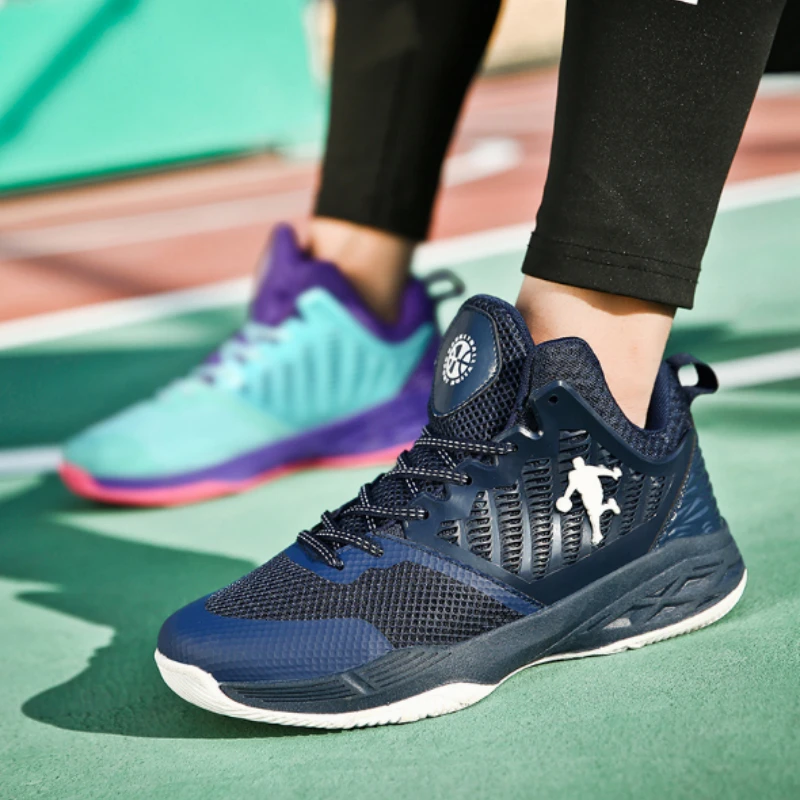 Мужская баскетбольная обувь унисекс с высоким берцем Jordans; воздухопроницаемые спортивные кроссовки; женские нескользящие удобные спортивные туфли в стиле ретро - Цвет: 1