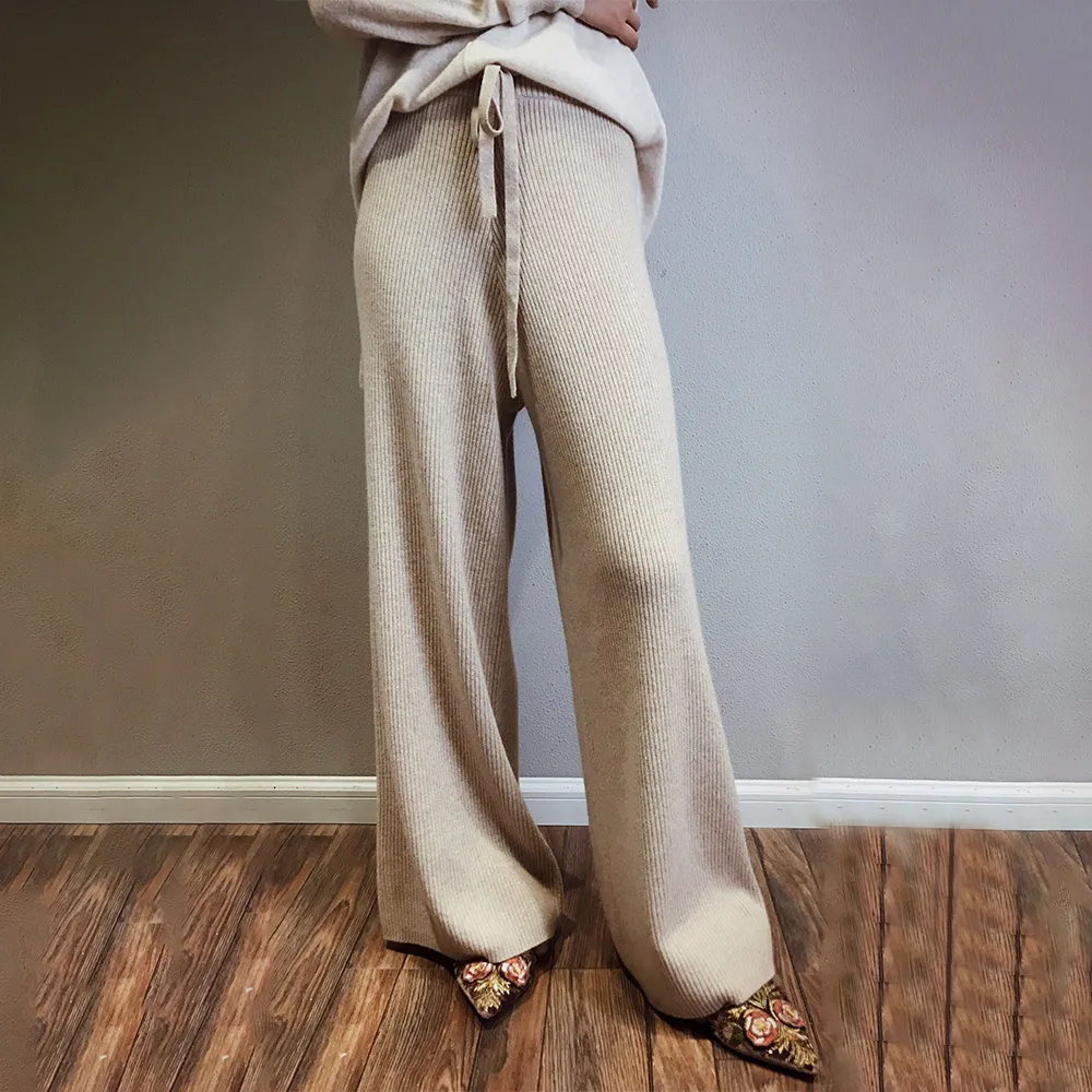 high waist knit pants