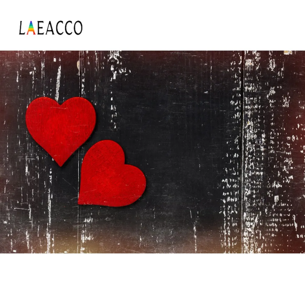 Laeacco Dark Wooden Board Red Love Heart Baby Child Doll Portrait Photo Backgrounds Photography Backdrops Photocall Studio | Электроника