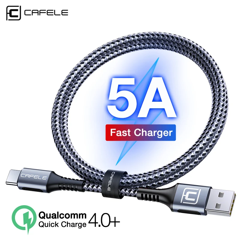 Зарядный кабель CAFELE 5A USB C QC4.0 + Type для huawei xiaomi samsung OPPO VIVO 30 Вт быстрой зарядки и