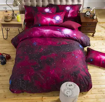 

Universe 3D pattern Bedding Set +Fitted Sheet modern flat bed starry sky Bedding Set free pillowcase