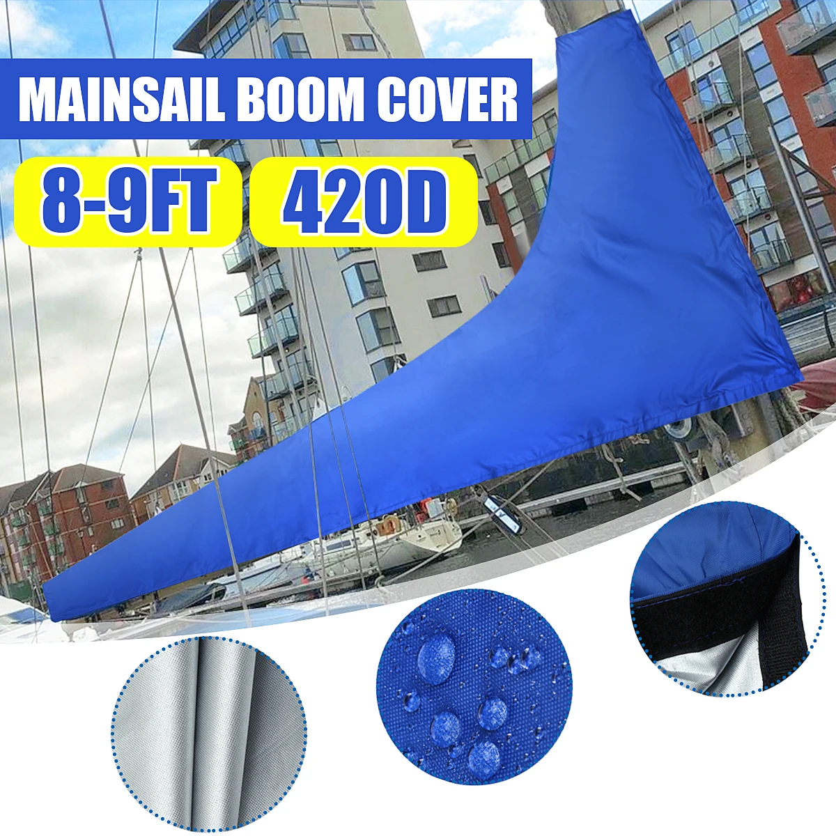 89Ft1011FtSailCoverMainsailBoomBoatCover420DWaterproofAnti