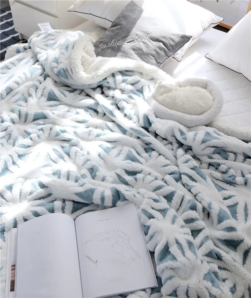 Двойной утолщенный коралловый флис одеяло постельные принадлежности осень/зима использование теплый мягкий плед на кровать/диван nap AB сторона жаккард одеяло
