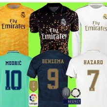 19 20 Real MadridES для взрослых Футбольная Футболка HAZARD SERGIO ramos BENZEMA ASENSIO ISCO BALE JOVIC Размер S-4XL Футбольная Футболка