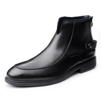 

Chelsea boots mens High Quality Genuine Leather short boots male autumn winter British retro men shoes all-match cowhide zipper
