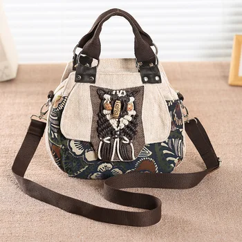 

New women's handbag handbag messenger bag Yunnan ethnic style retro bag small diagonal bag dual-use