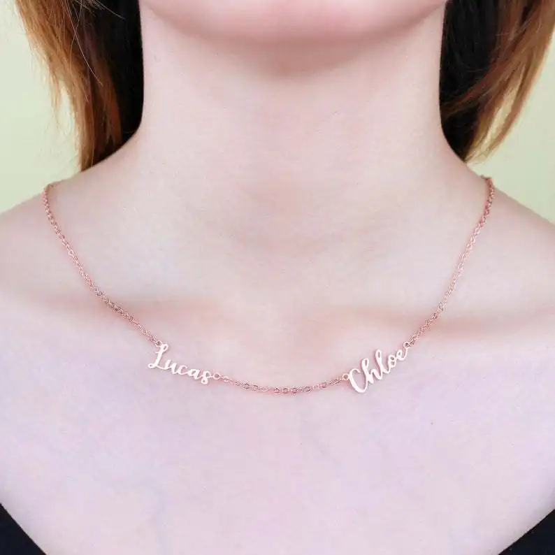 Заказное ожерелье с двумя именами, нержавеющая сталь, персонализированная подвеска, ювелирные изделия ручной работы для женщин и мужчин, лучший друг, подарки BFF