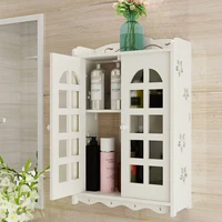 Fashion Bathroom Shelf  Wood-plastic Waterproof Cosmetic Storage Cabinet Wall Mounted Type 2