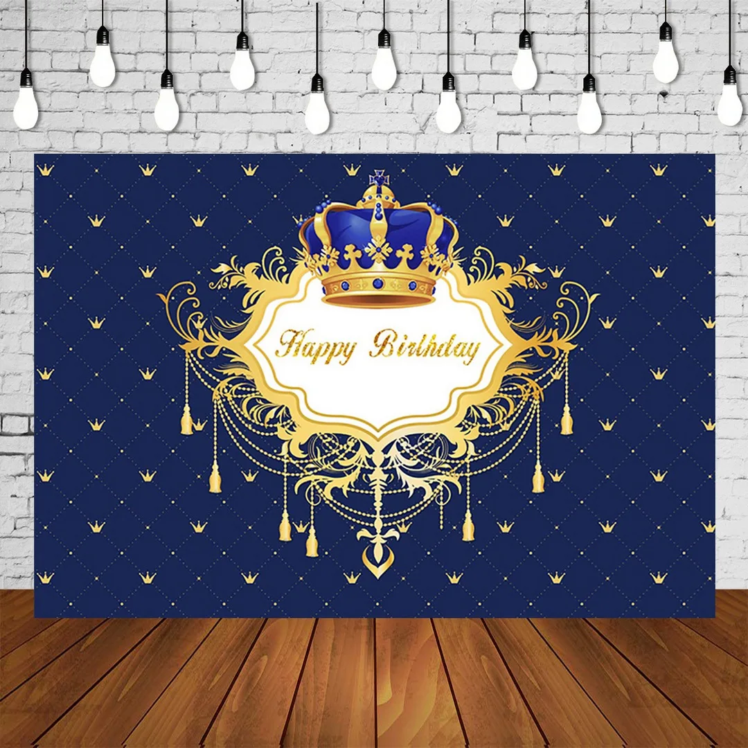 Baby Royal Birthday Party Backdrops 1st Birthday Blue Banner 2 3