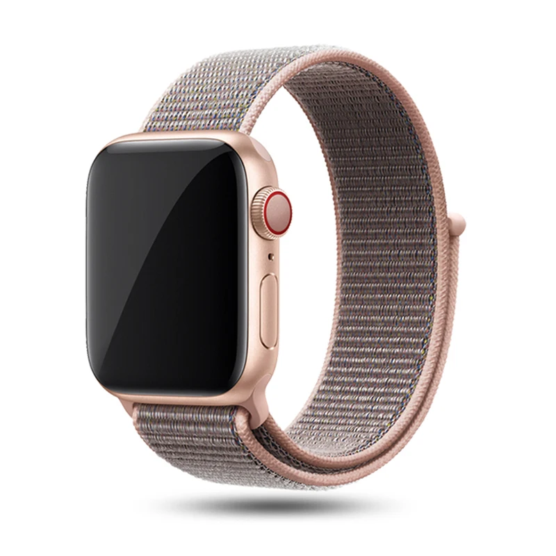 Pink Sand Спортивная петля для Apple watch, ремешок 42 мм, 38 мм, 44 мм, 40 мм, тканый нейлоновый браслет correa iwatch серии 4, 3, 2, 1, браслет для часов Apple watch 5, 4 - Цвет ремешка: Pink Sand