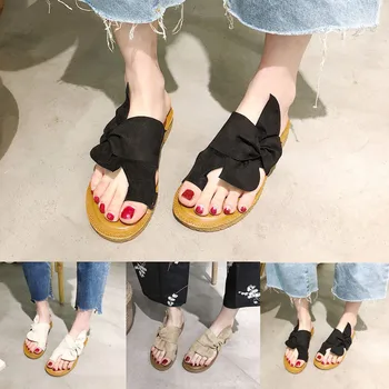 

Summer Shoes Women Fashion Slippers Flats Flip Flops Butterfly-knot Slippers Buty Beach Roman Slipper 2020 Zapatos De Mujer #C3