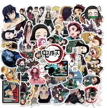 

New 1set 70pcs Anime Demon Slayer Kimetsu No Yaiba Sticker Waterproof PVC Skateboard Luggage Motorcycle Guitar Kid Boy Sticker