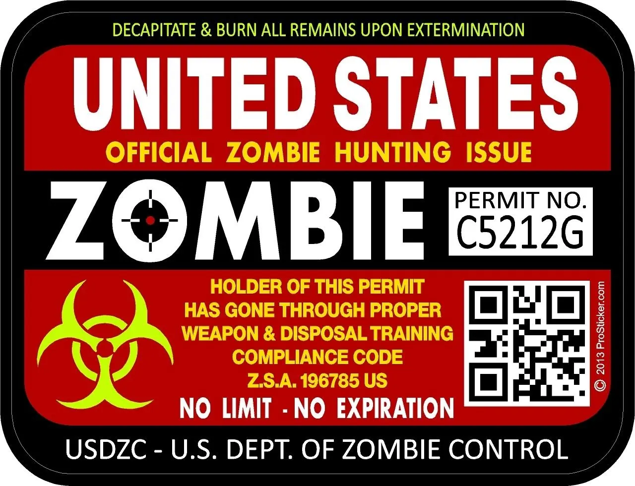 Для Pro Sticker 1201 (два пакета) 3 &quotx 4&quot Серия зомби &quotСША&quot охотничья Лицензия
