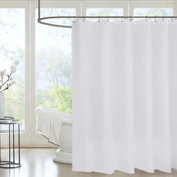 

Modern Shower Curtain Solid Color Waterproof Fabric Bathing Cover Extra Large Wide 12pcs Hooks Bath Curtains